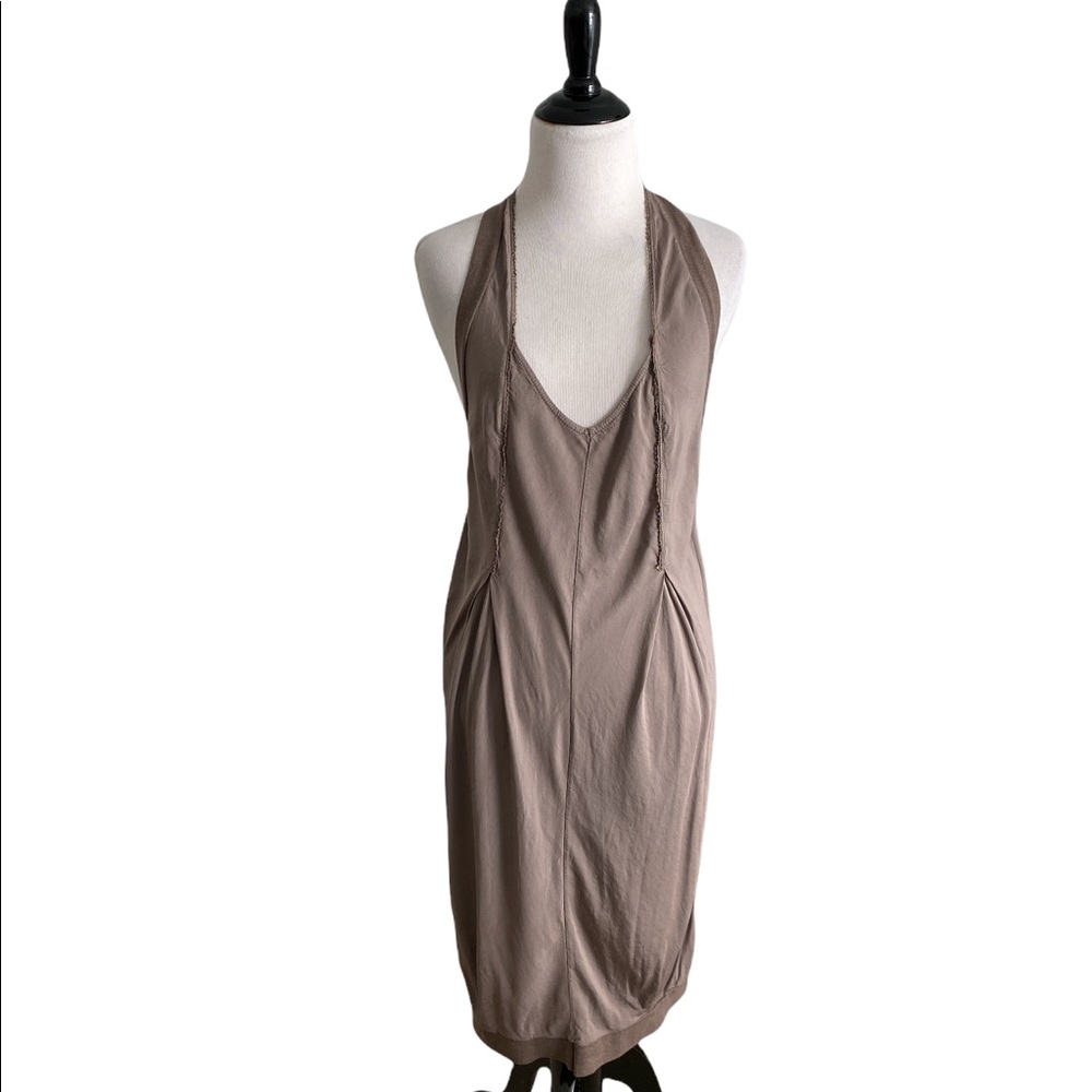 NWT TRANSIT PAR SUCH halter neck open back taupe tan dress large new with tags